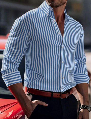 Long-Sleeved Striped Shirt for Men